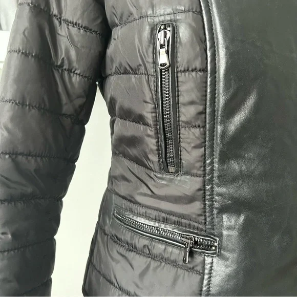 Danier Quilted Moto Jacket Coat with Leather Panels - Picture 9 of 9